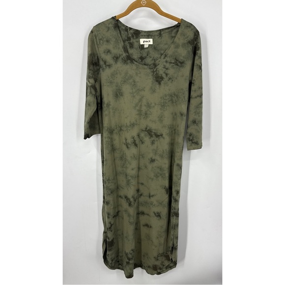 Pact Dresses & Skirts - Pact Far Out T-shirt Olive Tie-Dye Women's Dress L